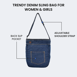 Denim 9L Sling Bag with Front & Back Utility Pockets