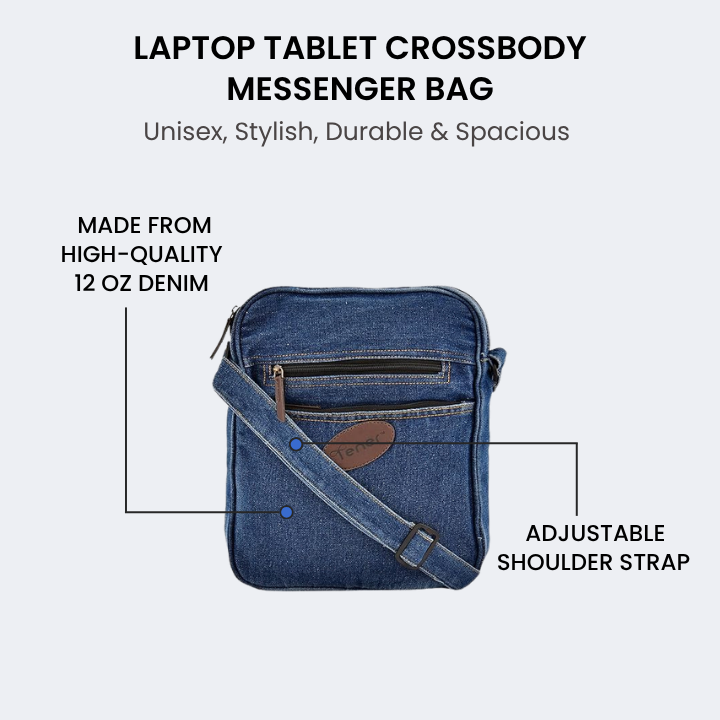 Tener 17L denim laptop cross bag adjustable shoulder strap