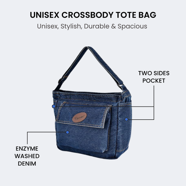 Denim 15L Crossbody Tote laptop Sling Bag