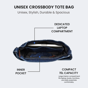 Denim 15L Crossbody Tote laptop Sling Bag