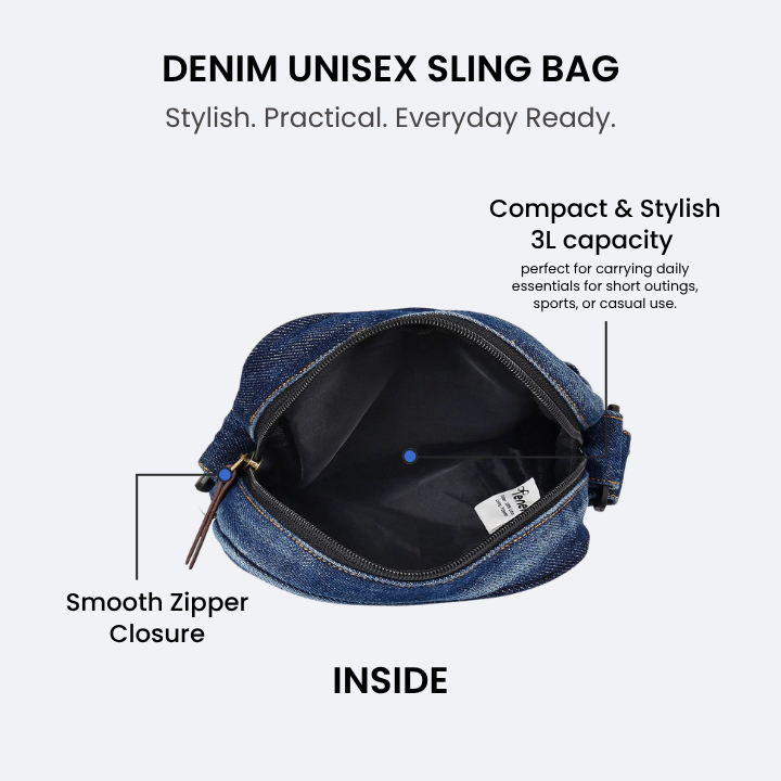 Tener denim sling bag 3L interior