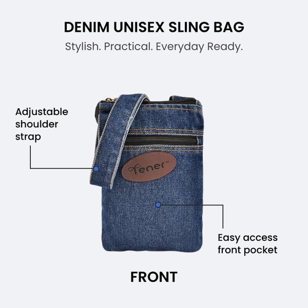 Denim Sling Bag 2.5L with 3 Utility Pockets