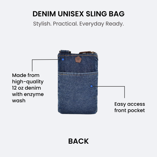 Denim Sling Bag 2.5L with 3 Utility Pockets