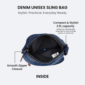 Denim Sling Bag 2.5L with 3 Utility Pockets