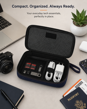 Tener 1L Raw Denim Travel Cable Organizer Pouch
