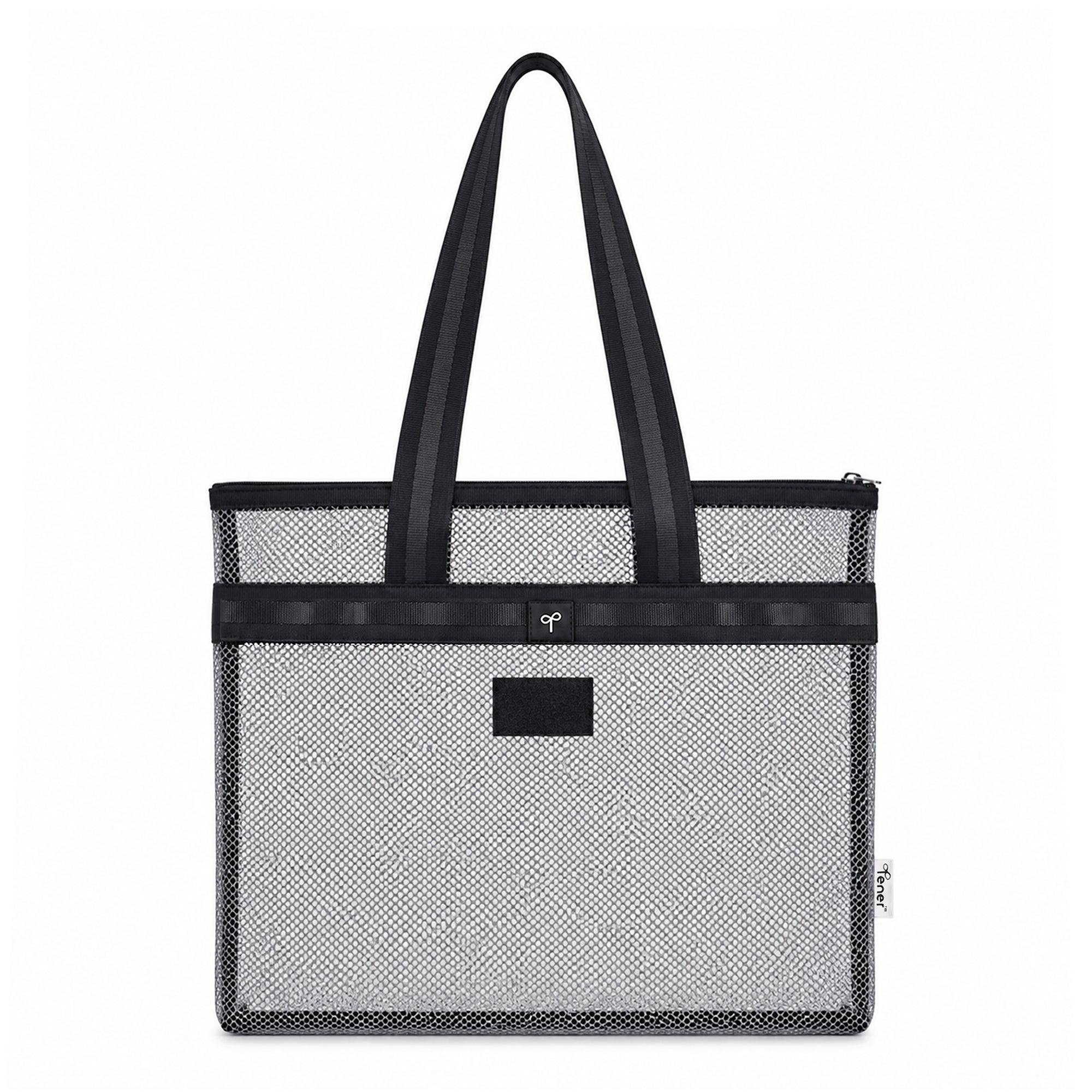 Tener 14L mesh beach tote back view with exterior pocket