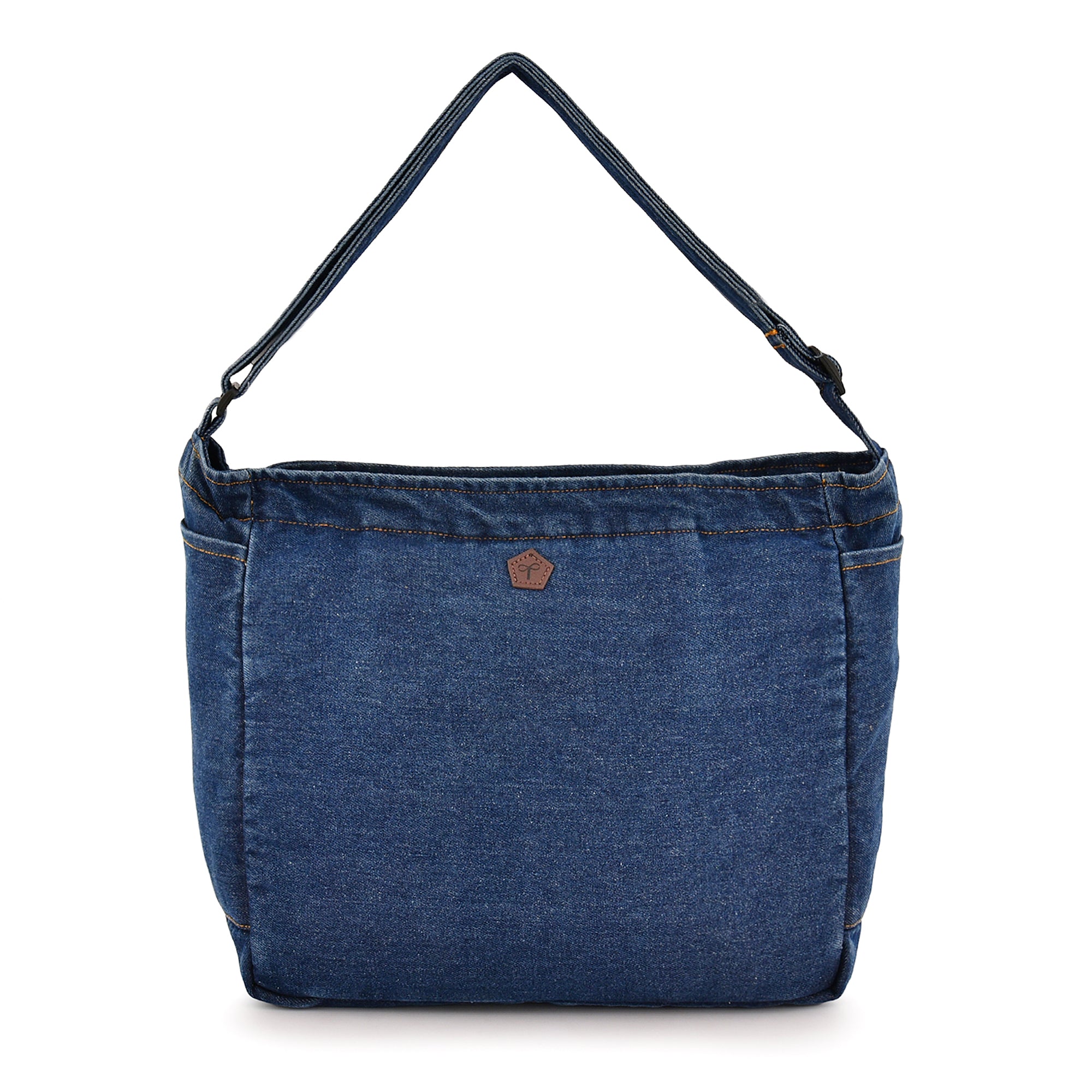 Tener denim crossbody tote construction
