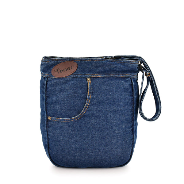 Denim 9L Sling Bag with Front & Back Utility Pockets